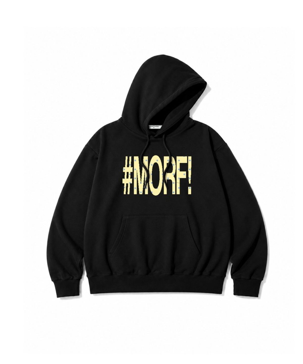 더모프하우스(THEMORFHOUSE) 도트 MORF 타이포 프린트 후드티 블랙