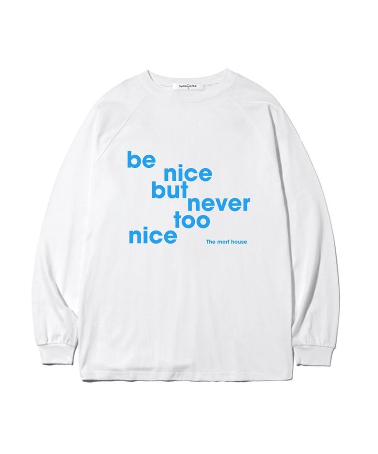 be nice 프린트 오버핏 롱슬리브 화이트
