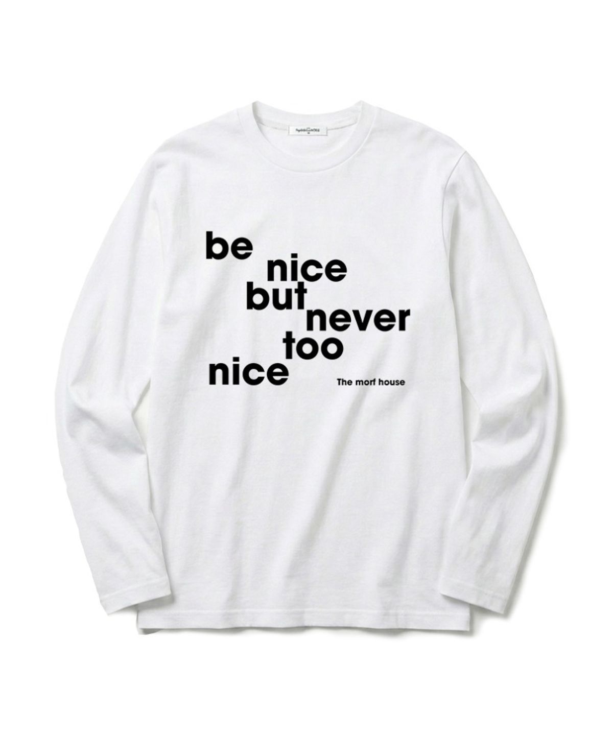 더모프하우스(THEMORFHOUSE) be nice 프린트 스탠다드핏 롱슬리브 아이보리