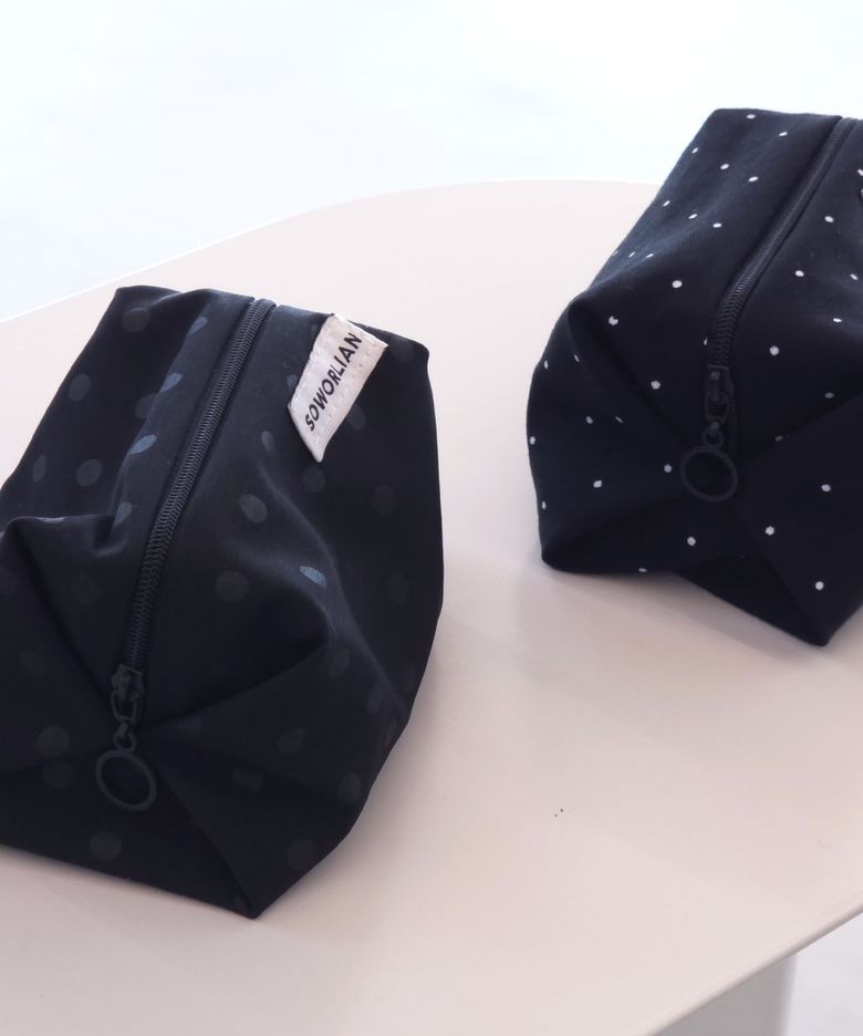 Cloud Pouch_Shadow Dot/Milky Dot Black