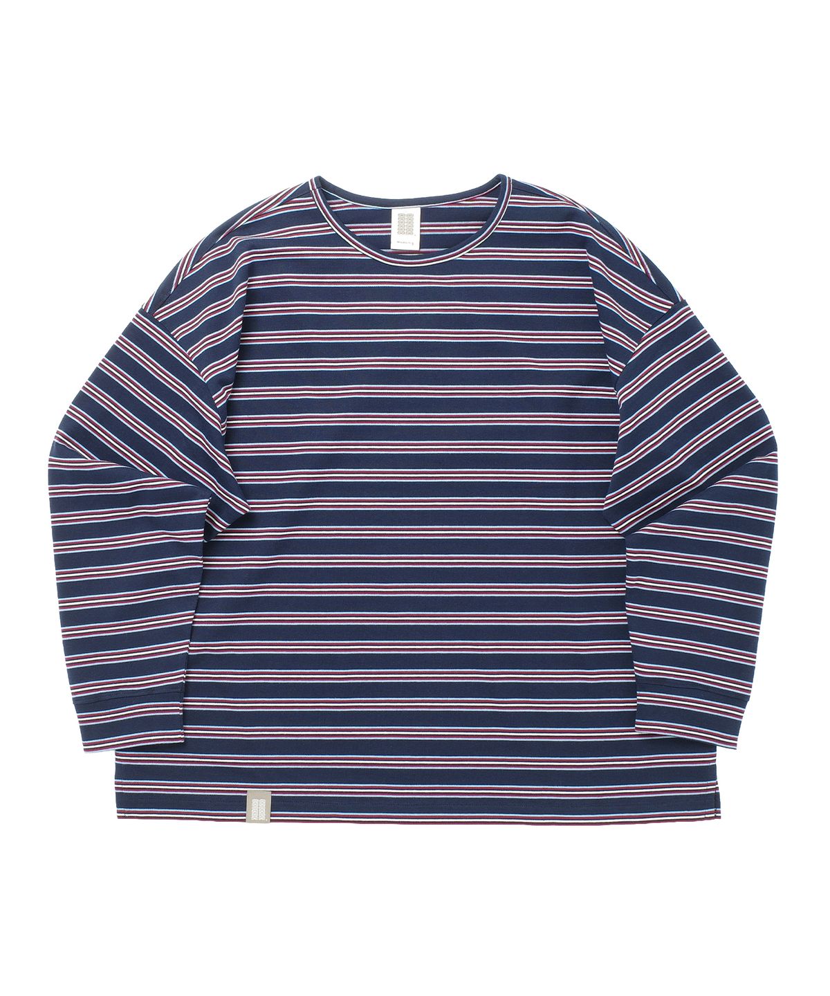 어낫띵(A NOTHING) STRIPE BINDING-NECK BOX TEE (Dark Navy)