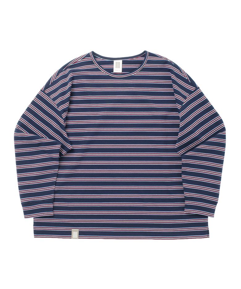 STRIPE BINDING-NECK BOX TEE (Dark Navy)