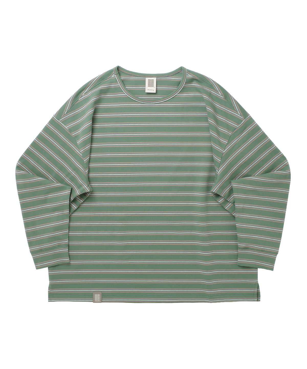 어낫띵(A NOTHING) STRIPE BINDING-NECK BOX TEE (Sage Green)