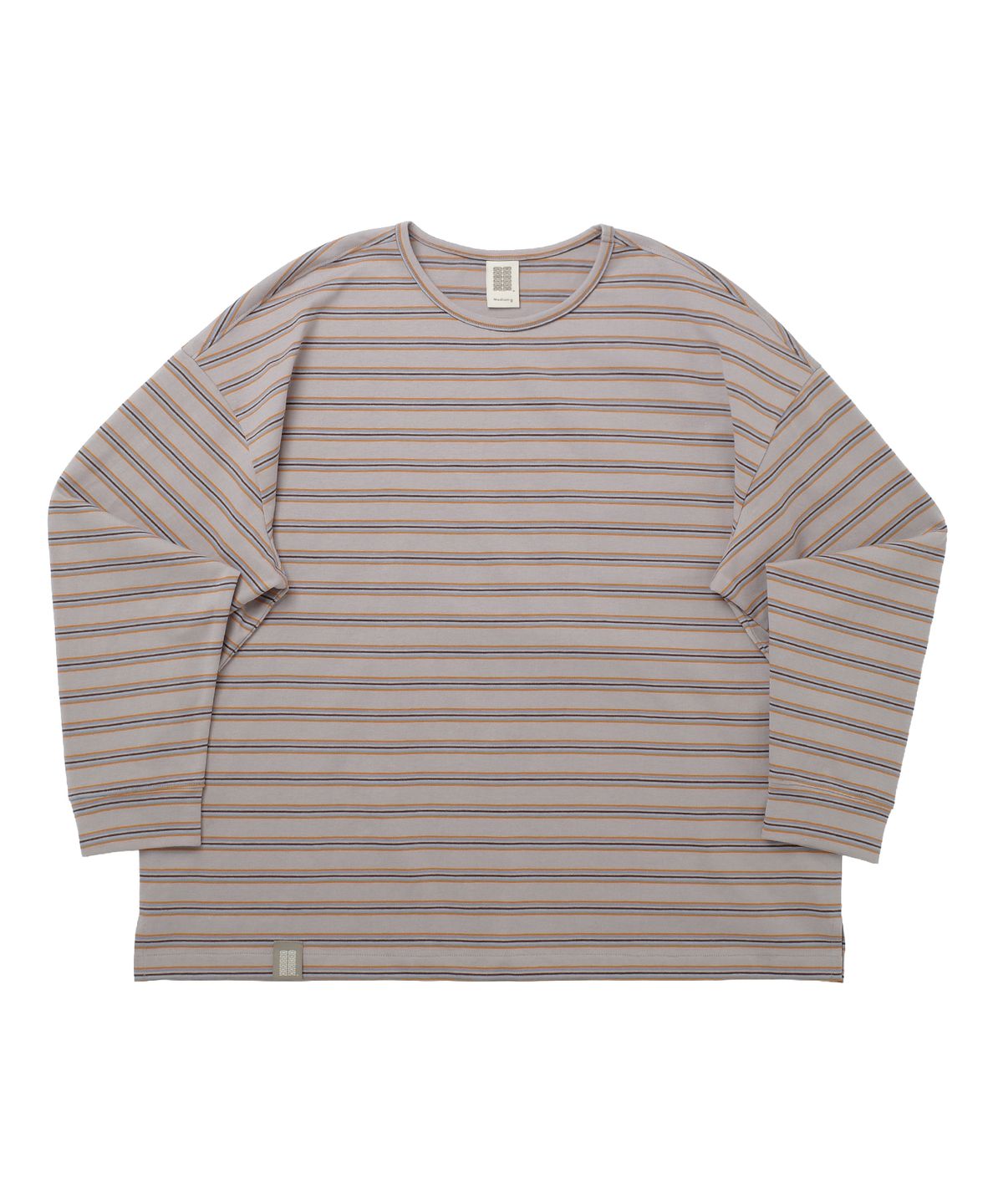 어낫띵(A NOTHING) STRIPE BINDING-NECK BOX TEE (Warm Gray)