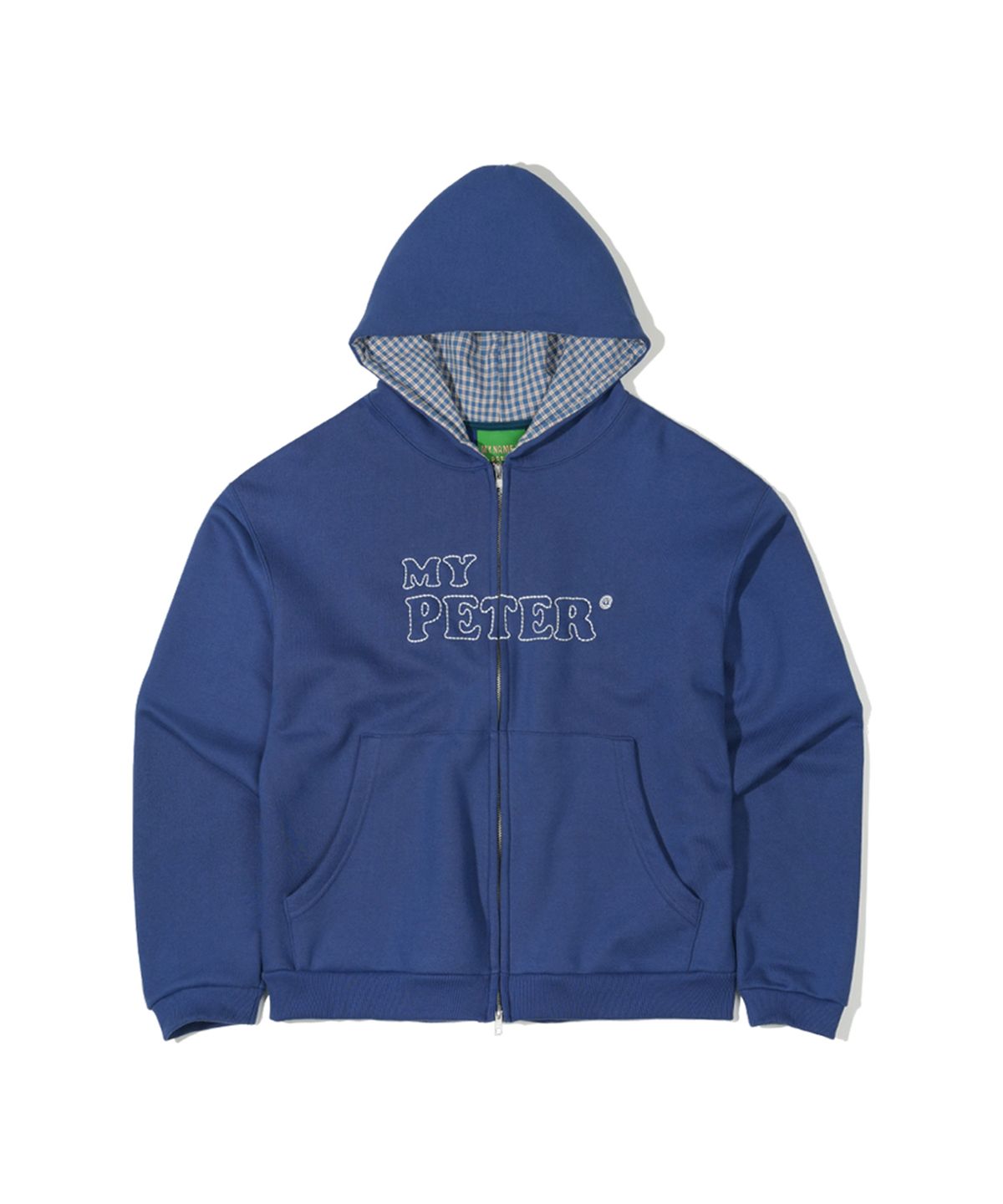 마이네임이즈피터(MYNAMEISPETER) PETER LOGO CHECK ZIP HOODIE - WASHED NAVY