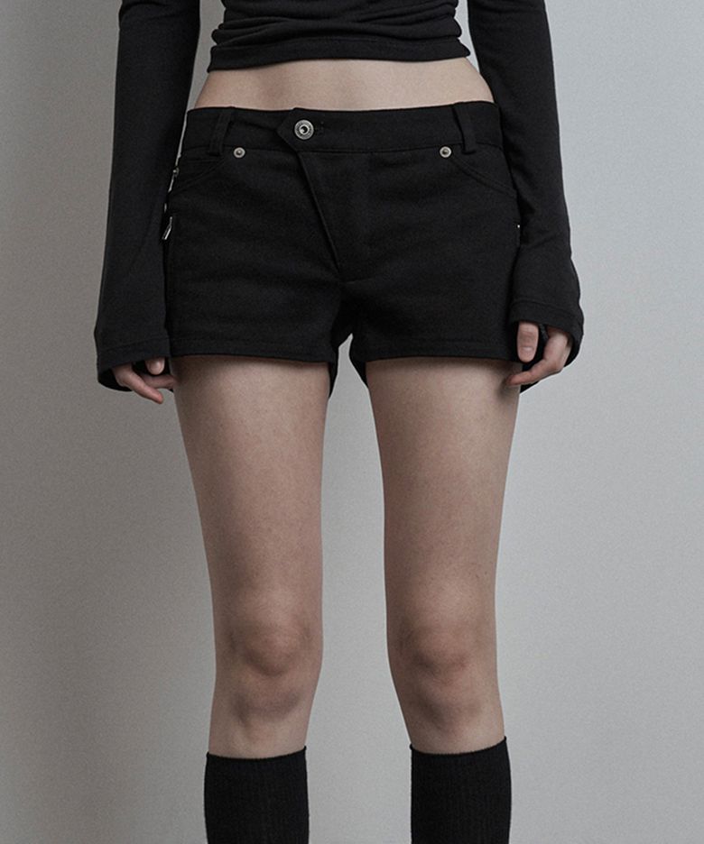 Overlay Waist Zip Shorts (black)