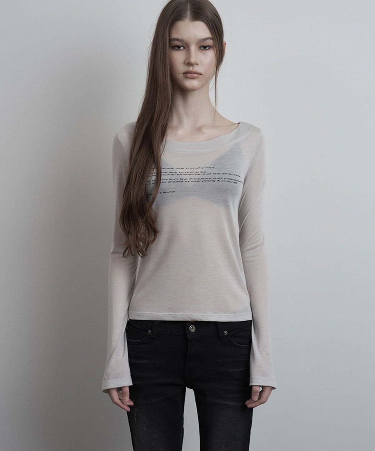 이네기(INEGI) Signature Slogan Long Sleeve (sand beige)