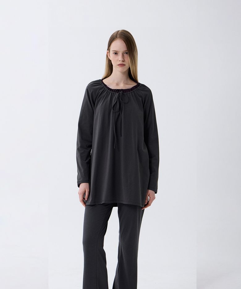 GATHERED JERSEY MINI DRESS (GREY)