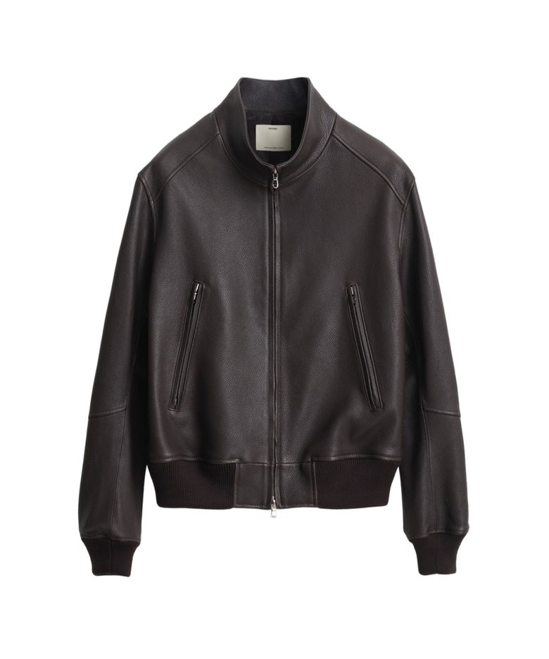 Lambskin Embossed Zip-up Blouson_Dark Brown
