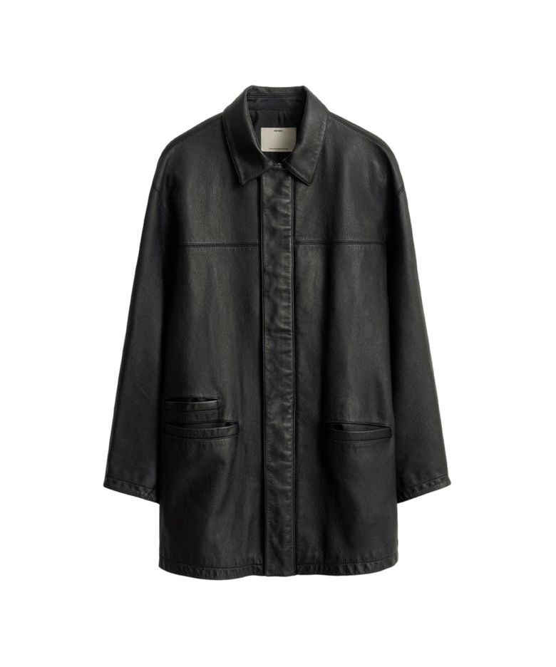 Leather Car Coat_Black
