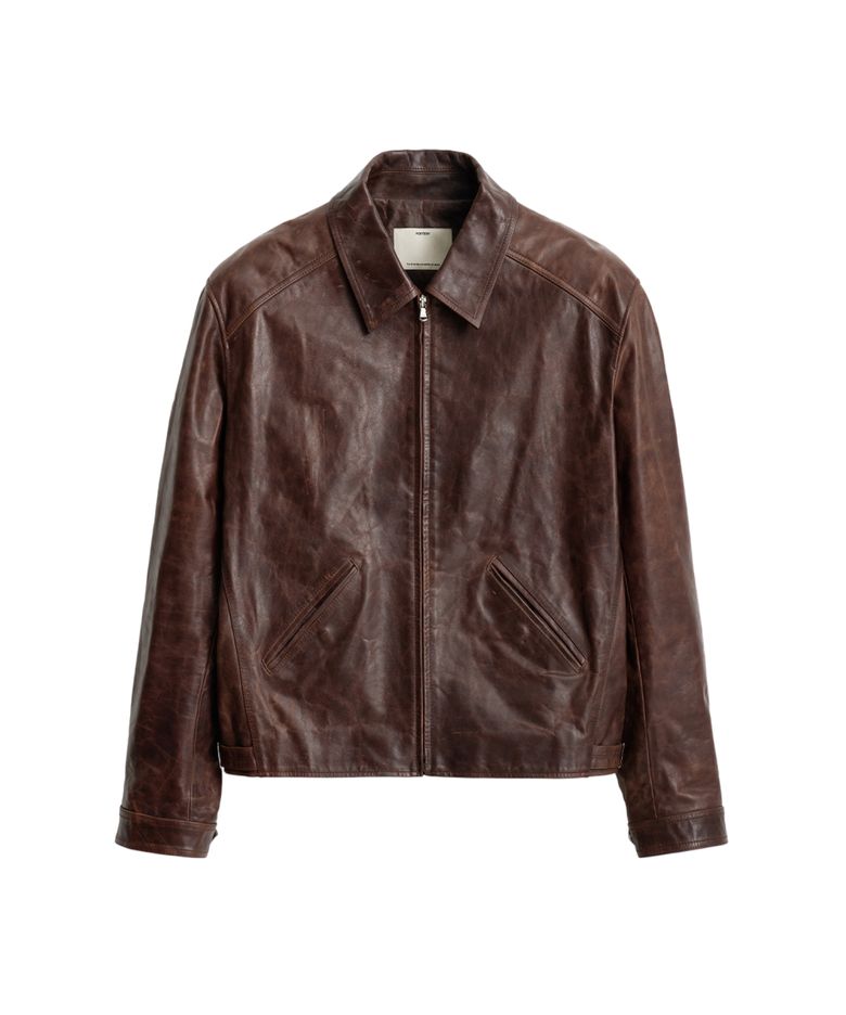 Single Leather Jacket_Red Brown