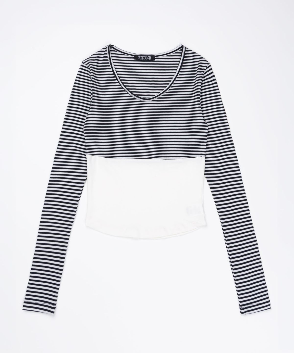 라이라이(LYELYE) Uneck Stripe Colorblock Longsleeve Tee