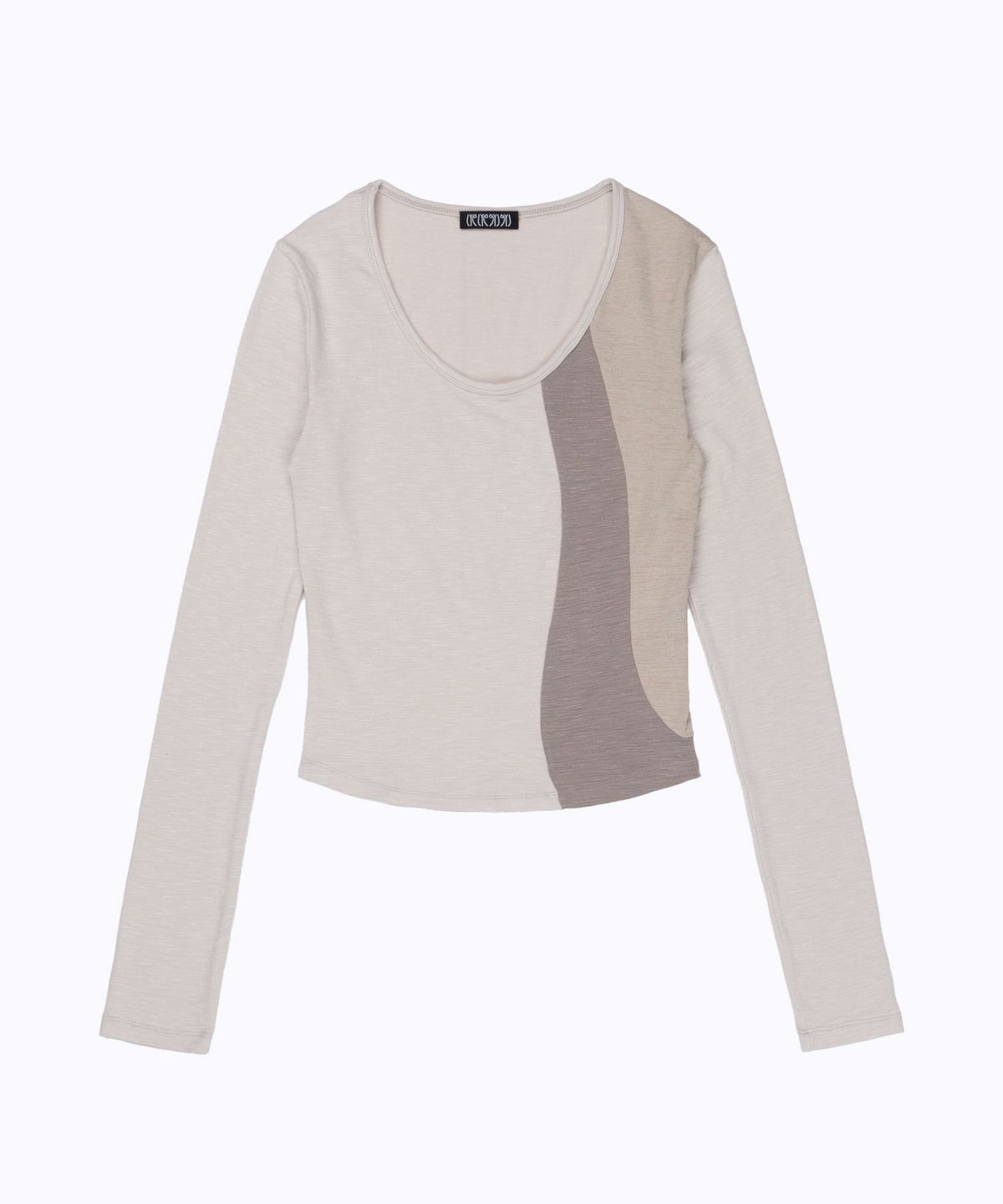 라이라이(LYELYE) Soft Curved Colorblock Longsleeve Tee [Beige]