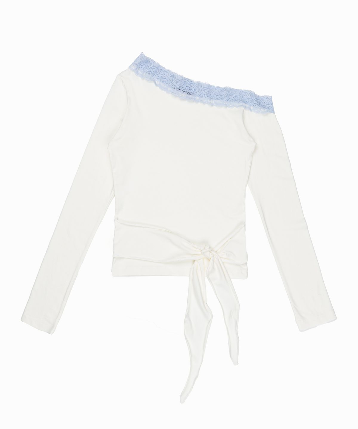 라이라이(LYELYE) Lace Off-shoulder Tie Top [Ivory]
