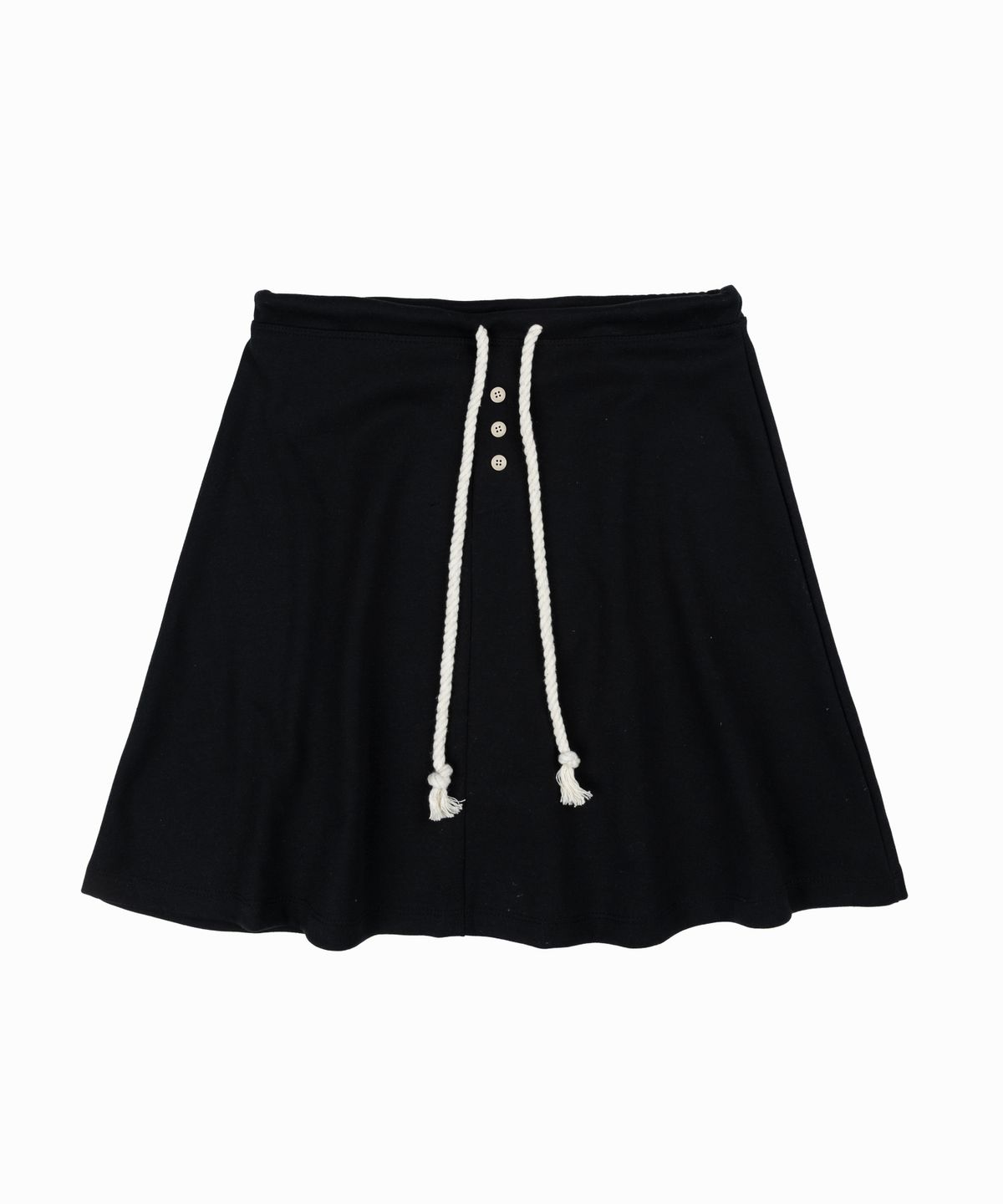 라이라이(LYELYE) Rope-tie Midi Flare Skirt [Black]