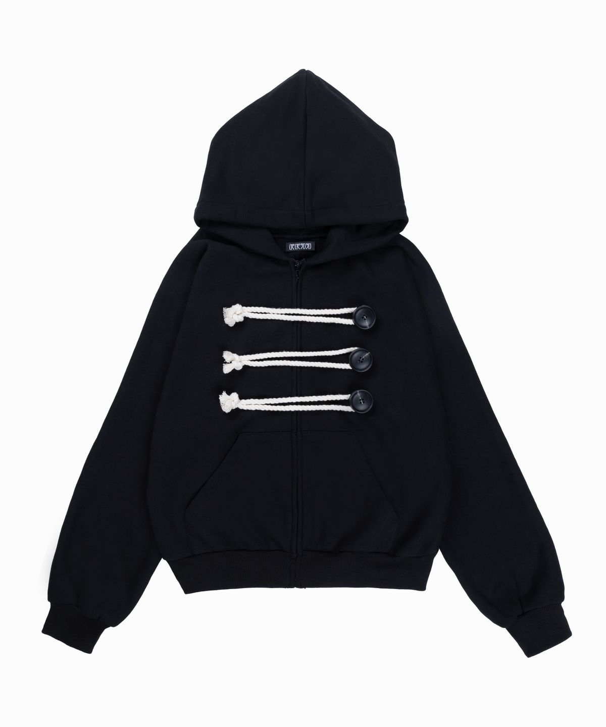 라이라이(LYELYE) Napoleon Rope Hood Zip Up [Black]