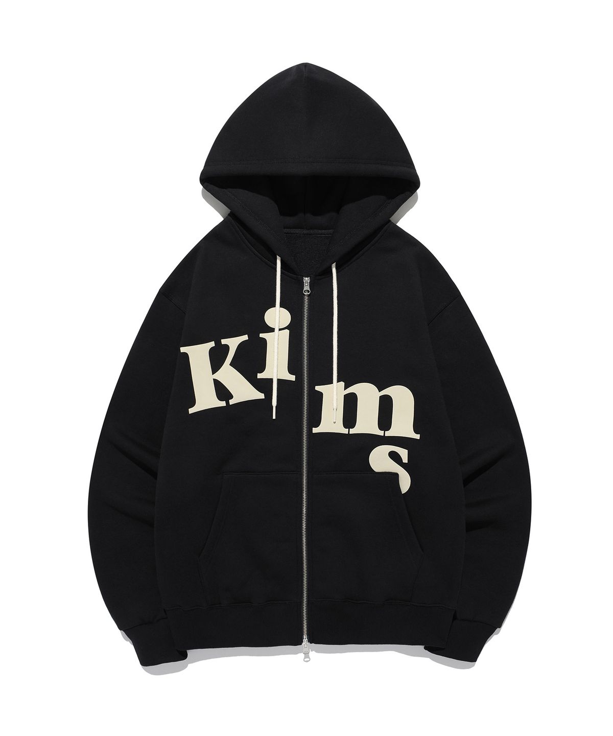 킴스 프레시 코튼 마켓(KIMS FRESH COTTON MARKET) (Unisex) Messy Alpha Logo Zip Hoodie Black
