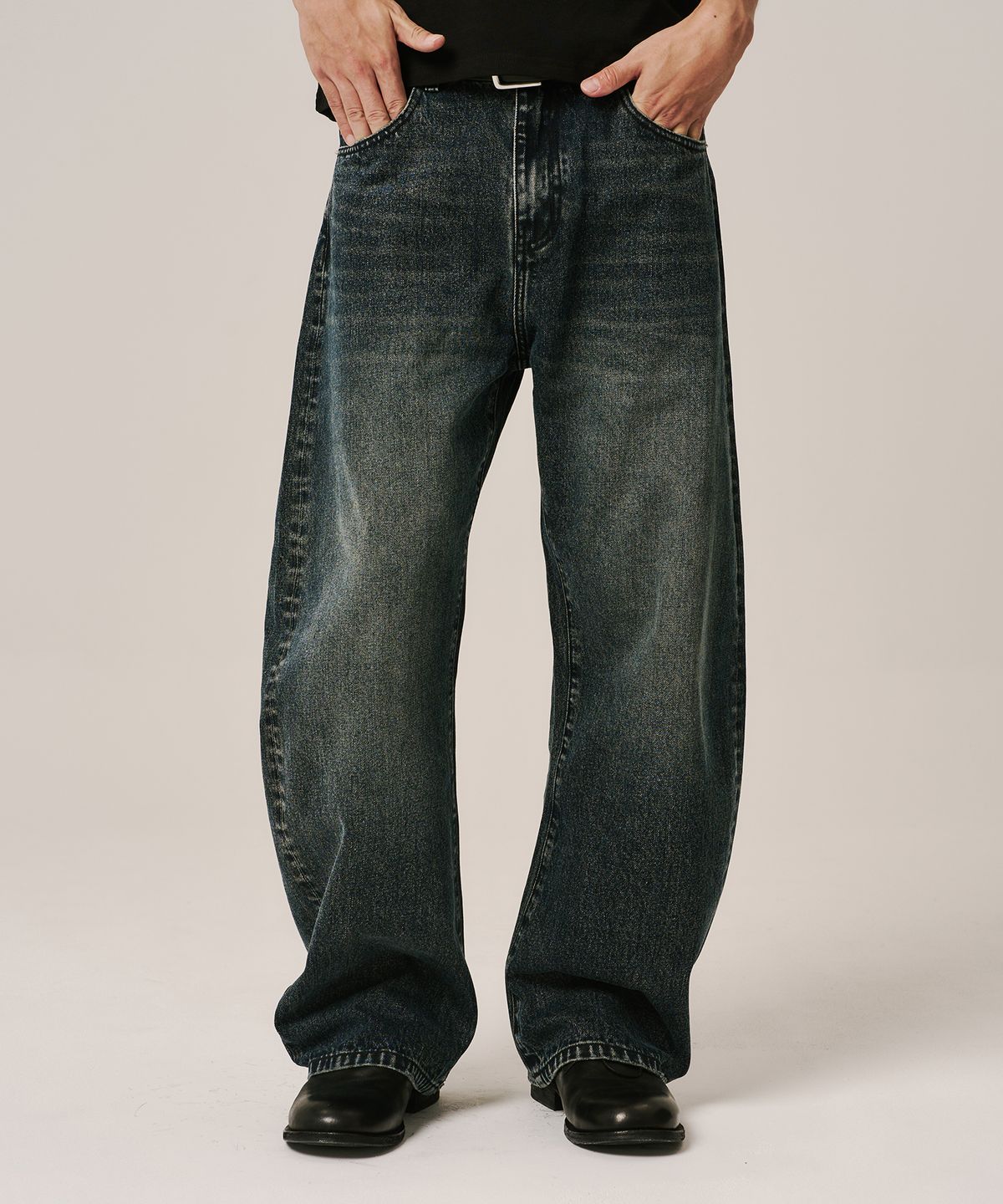 노페이머스(NOFAMOUS) 12.5oz Curved FIt Washed Jeans (navy blue)