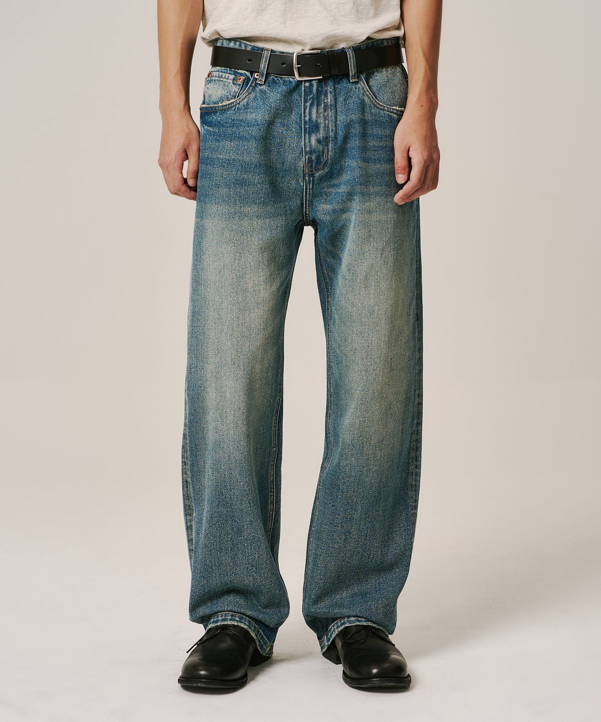 노페이머스(NOFAMOUS) 12.5oz Straight Fit Vintage Jeans (blue)