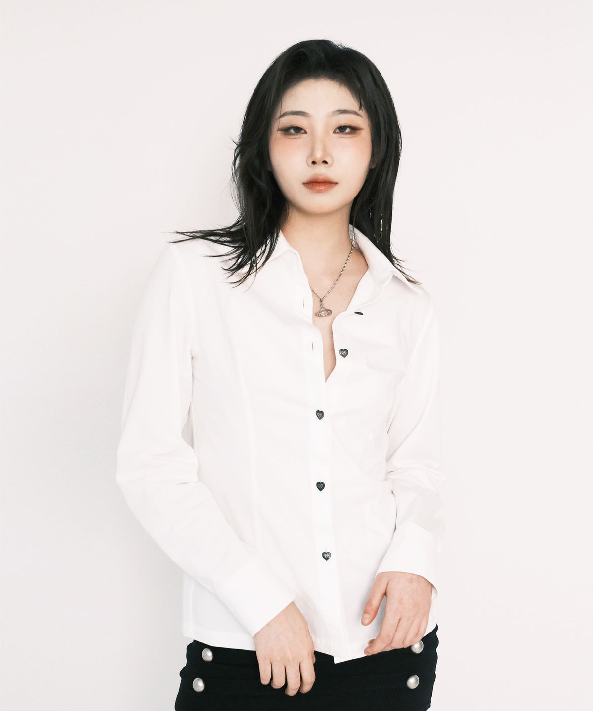 해빙(HAEBING) Heart Shaped Button-Up Shirt