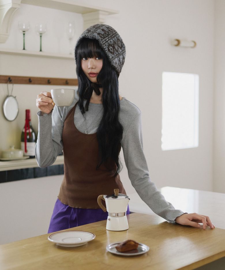 홀터넥 레이어드 티셔츠 라이트그레이