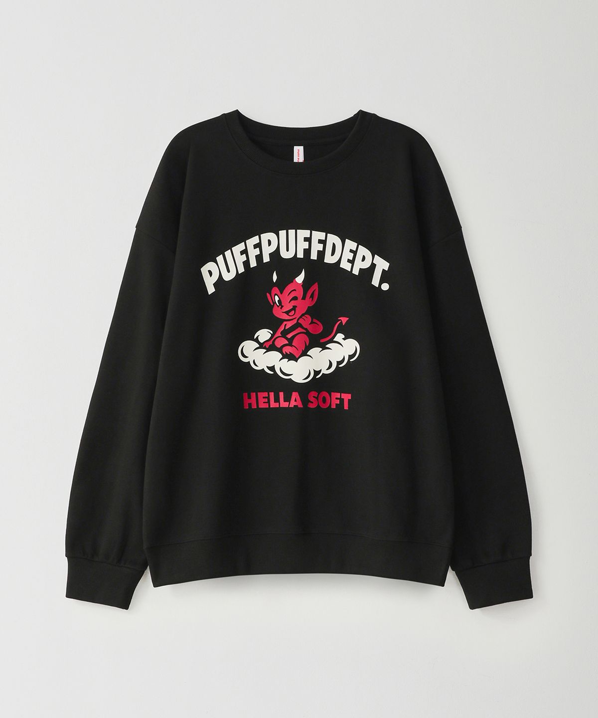퍼프퍼프뎁트(PUFF PUFF DEPT) HELLASOFT 스웨트셔츠 BLACK