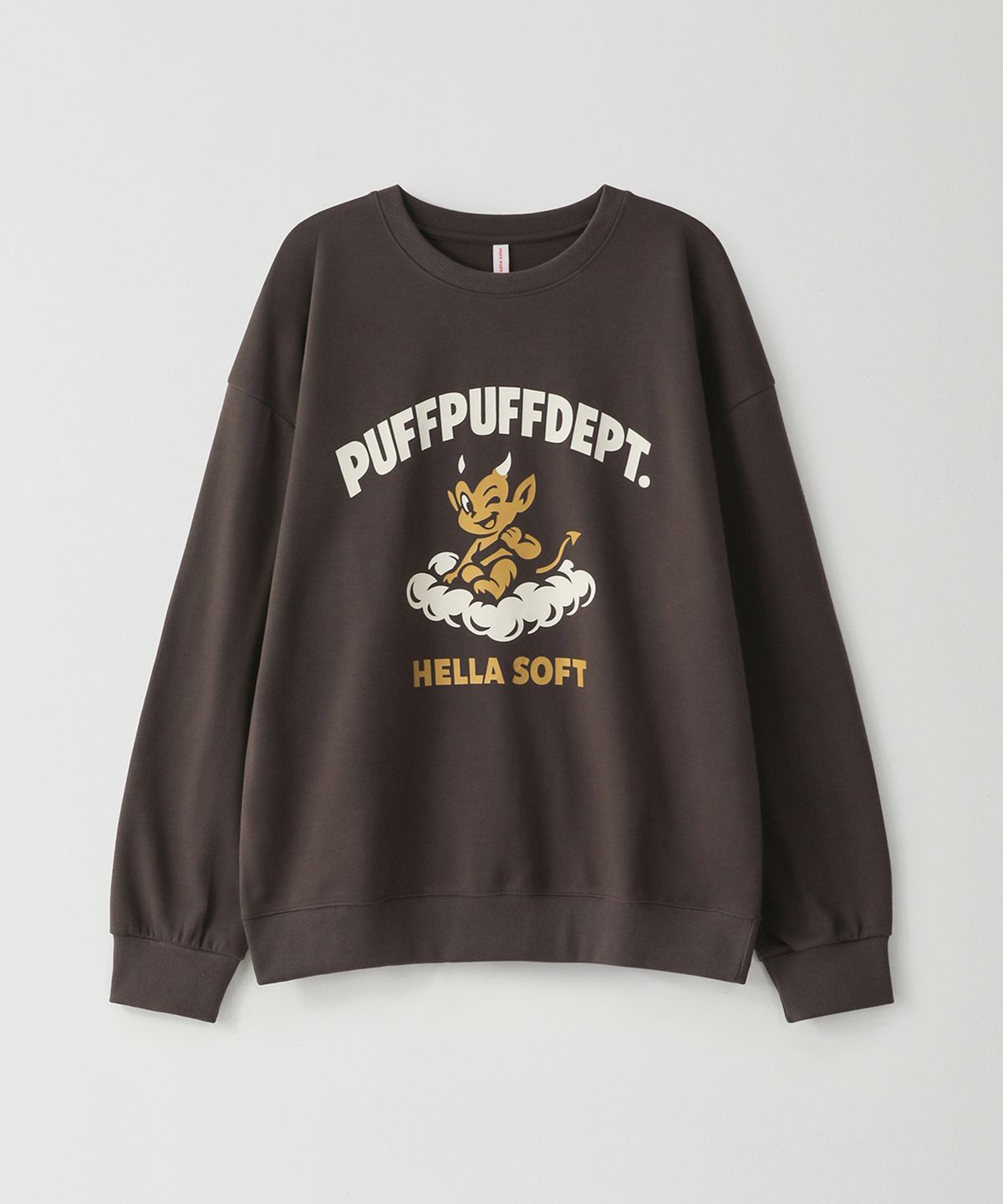 퍼프퍼프뎁트(PUFF PUFF DEPT) HELLASOFT 스웨트셔츠 BROWN