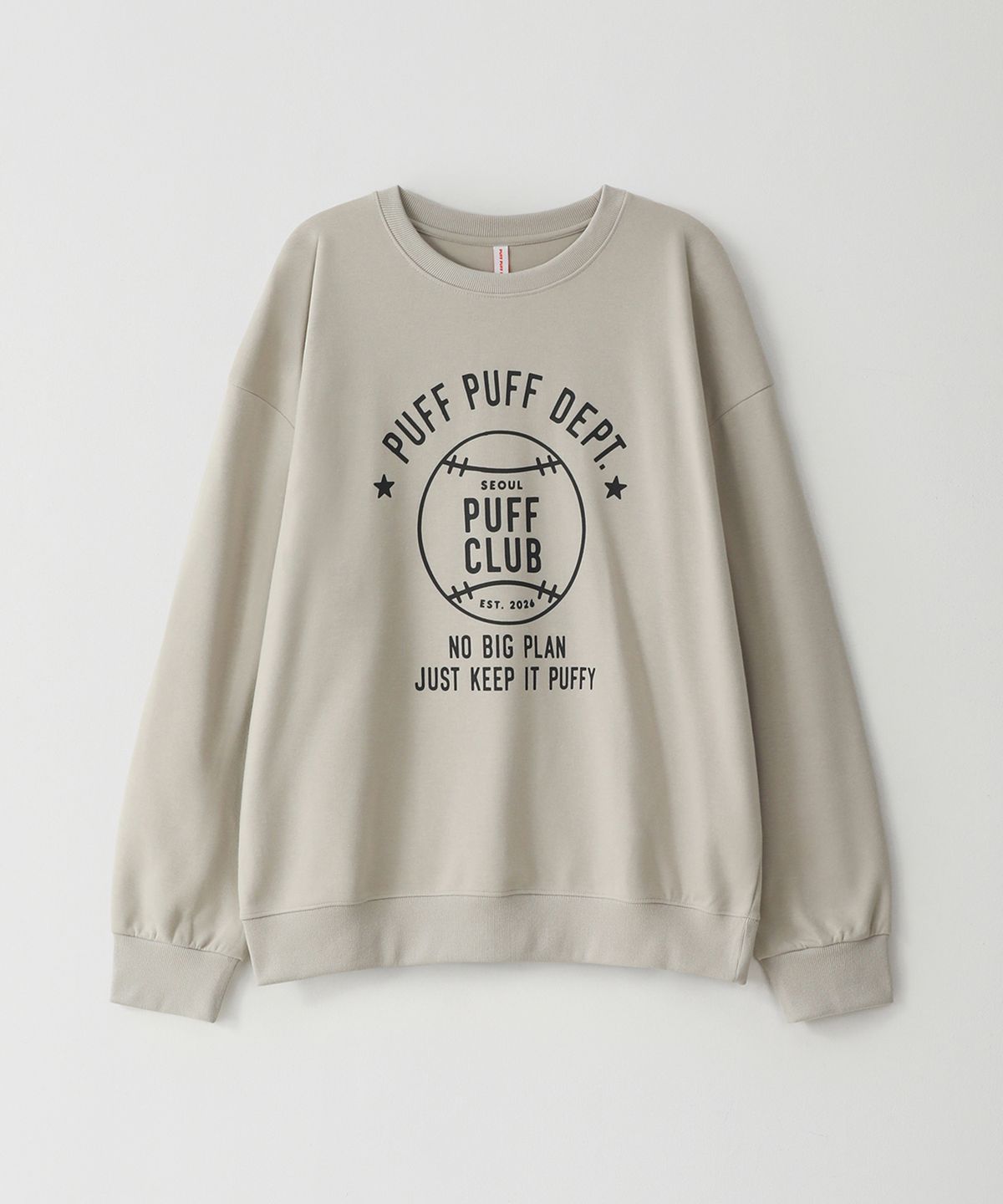 퍼프퍼프뎁트(PUFF PUFF DEPT) BASEBALL 스웨트셔츠 GREYISH BEIGE
