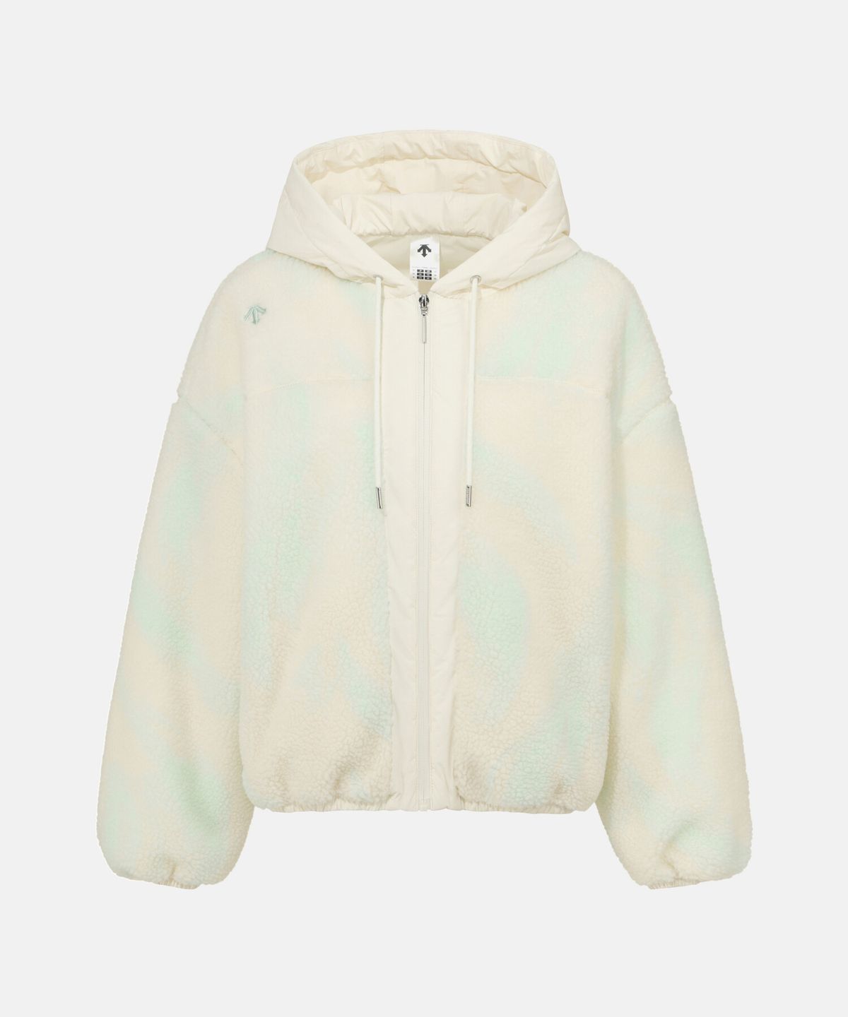 데상트(DESCENTE) 여성 퍼 후드형 오버핏 패딩 자켓 패턴 SR322PPD91