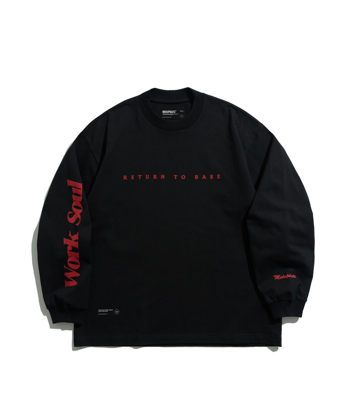 미드업데이트(MIDUPDATE) Sleeve Typo Loose L/S T-Shirt_BLK