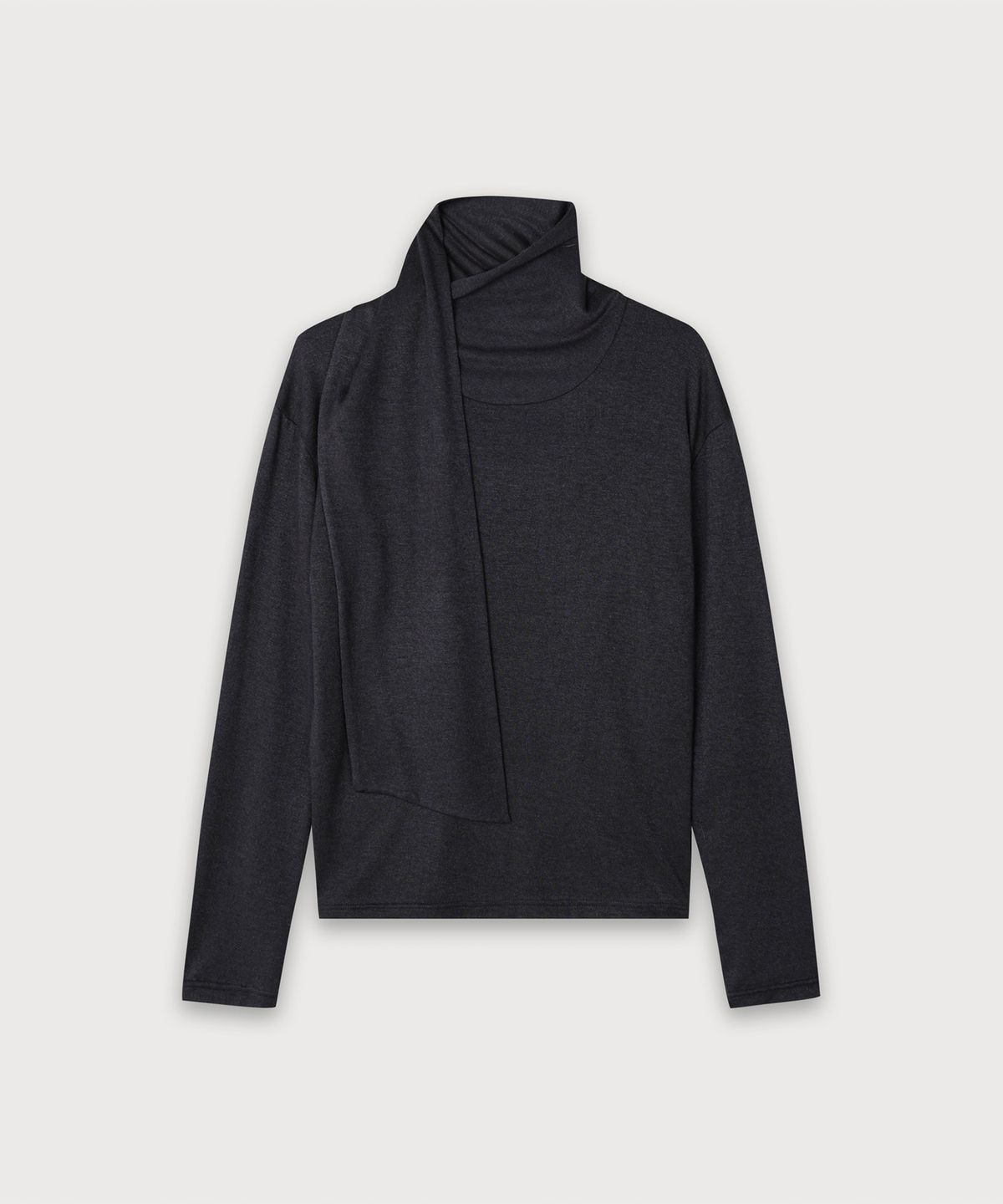 가더(GARDER) Tie Blouse T shirt (Charcoal)
