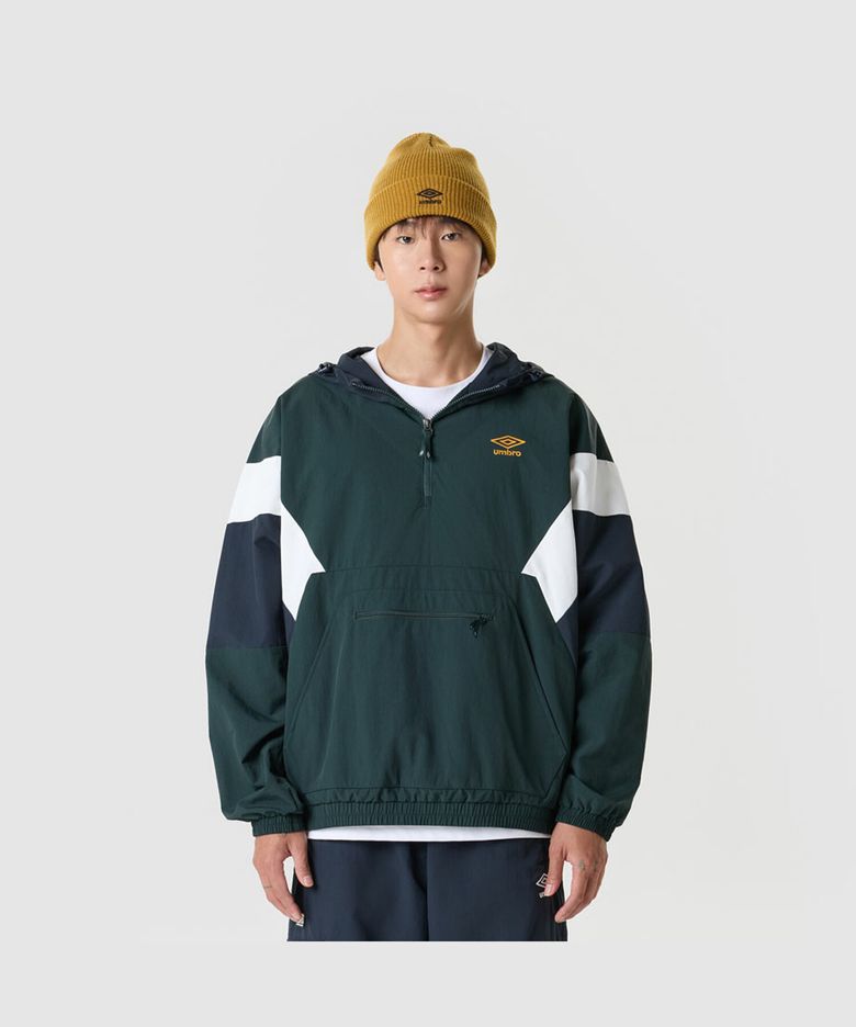 더비클럽 컬러블럭 후드형 아노락 그린 UR324CWT95