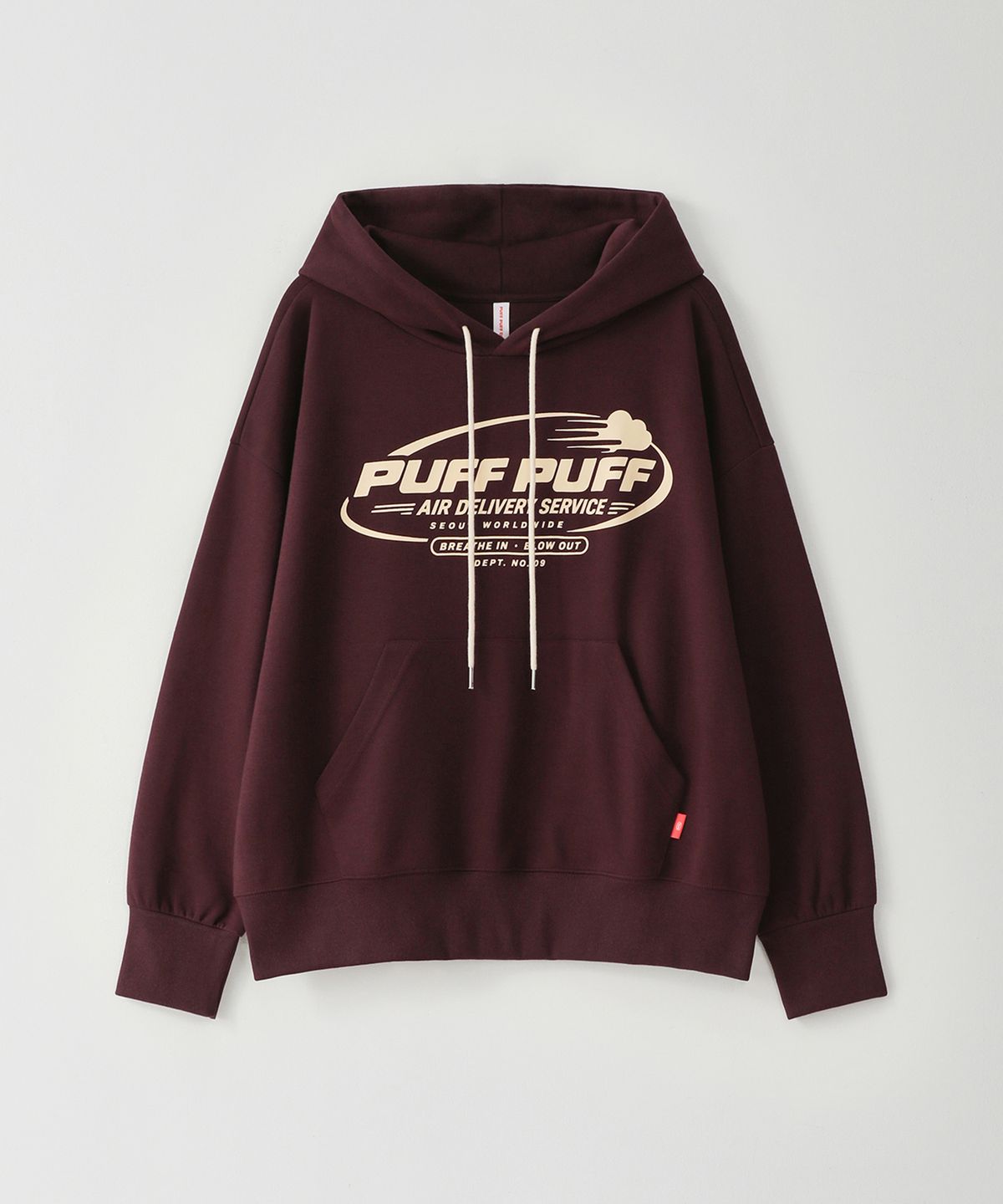 퍼프퍼프뎁트(PUFF PUFF DEPT) PUFF AIR 크롭 후드 BURGUNDY