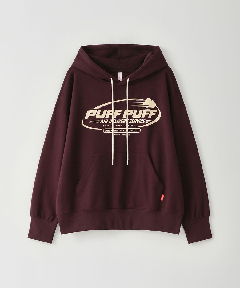 PUFF AIR 크롭 후드 BURGUNDY