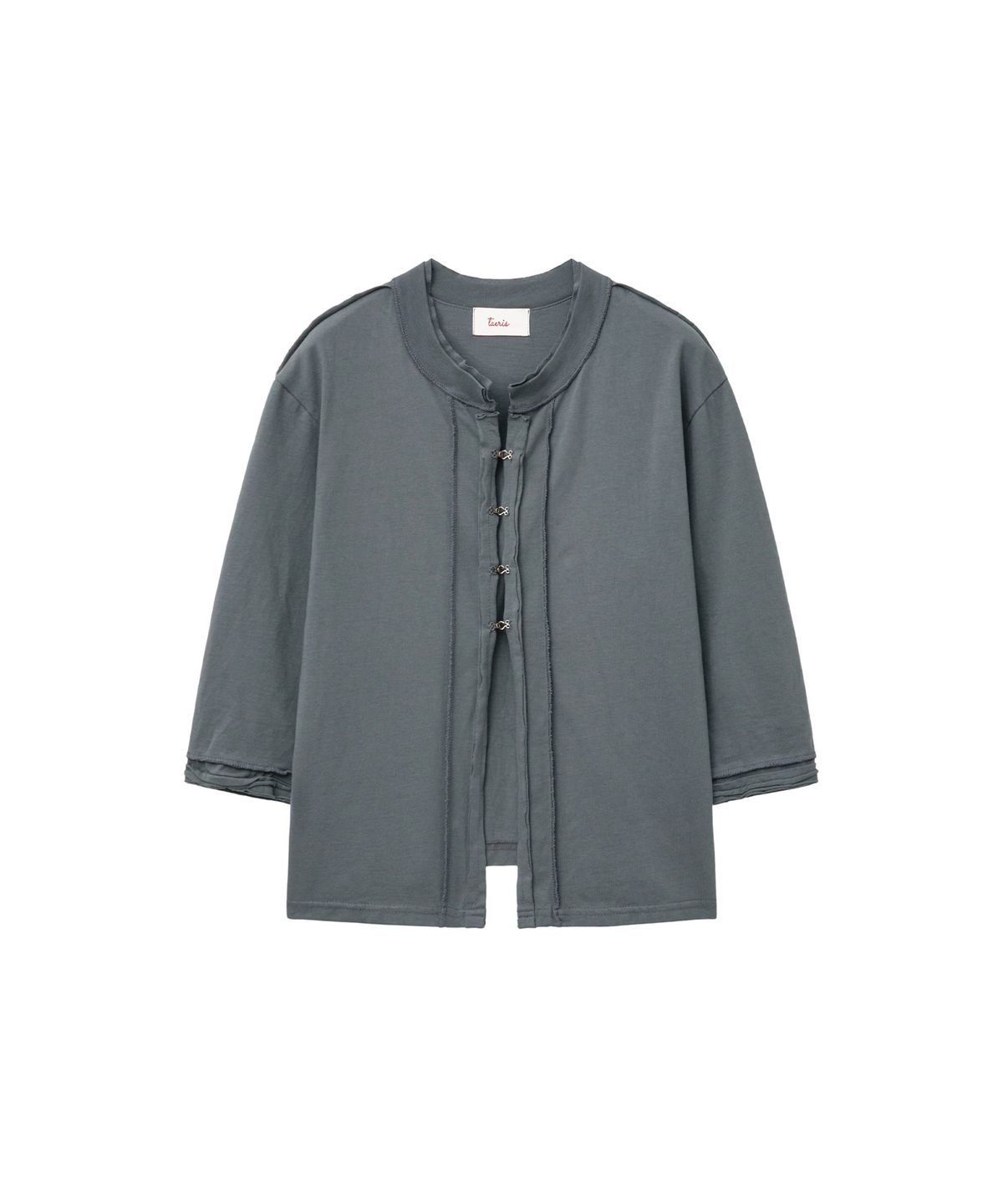 태리스(TAERIS) VINTAGE HOOK HALF SLEEVE T-SHIRT_GRAY