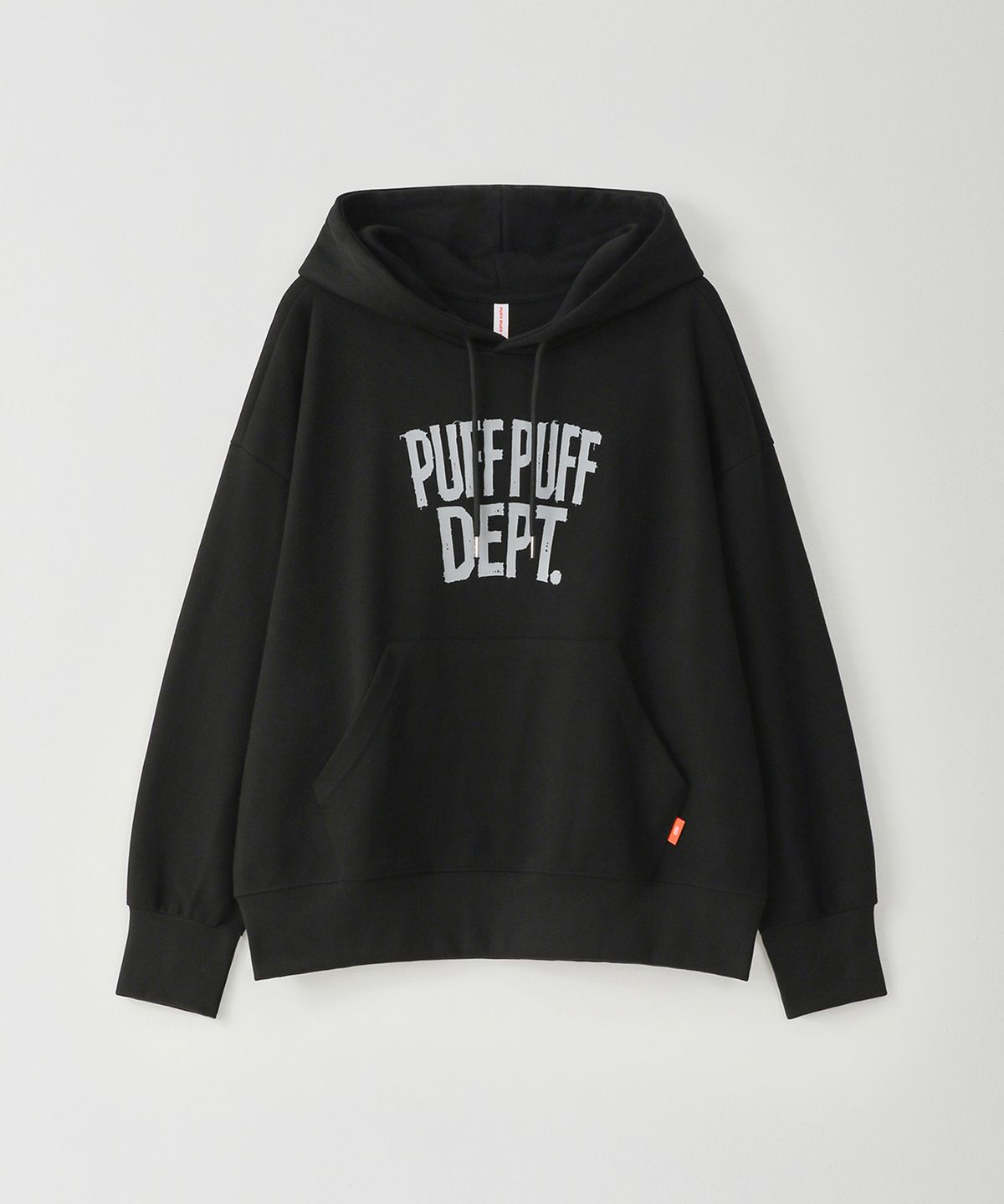 퍼프퍼프뎁트(PUFF PUFF DEPT) PPD 그런지 크롭 후드 BLACK