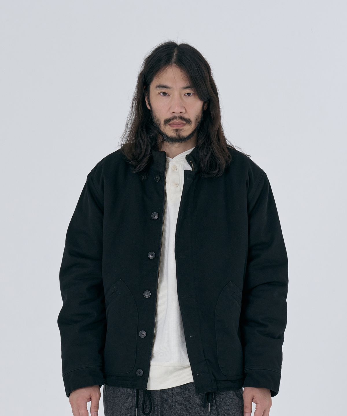 유니버셜 오버롤(UNIVERSAL OVERALL) UO TWILL DECK JACKET BLACK