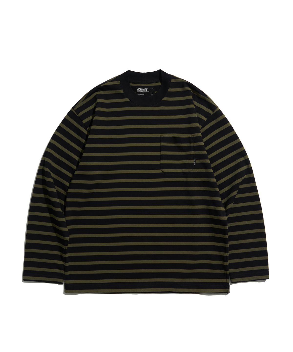 미드업데이트(MIDUPDATE) Border Stripe Pocket Loose L/S Tee_BLK
