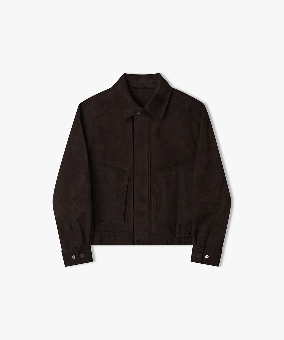리버클래시(LIBERCLASSY) [26FW][WOMEN] LMF32803 다크브라운 인조가죽 커브드 라인 스웨이드 자켓