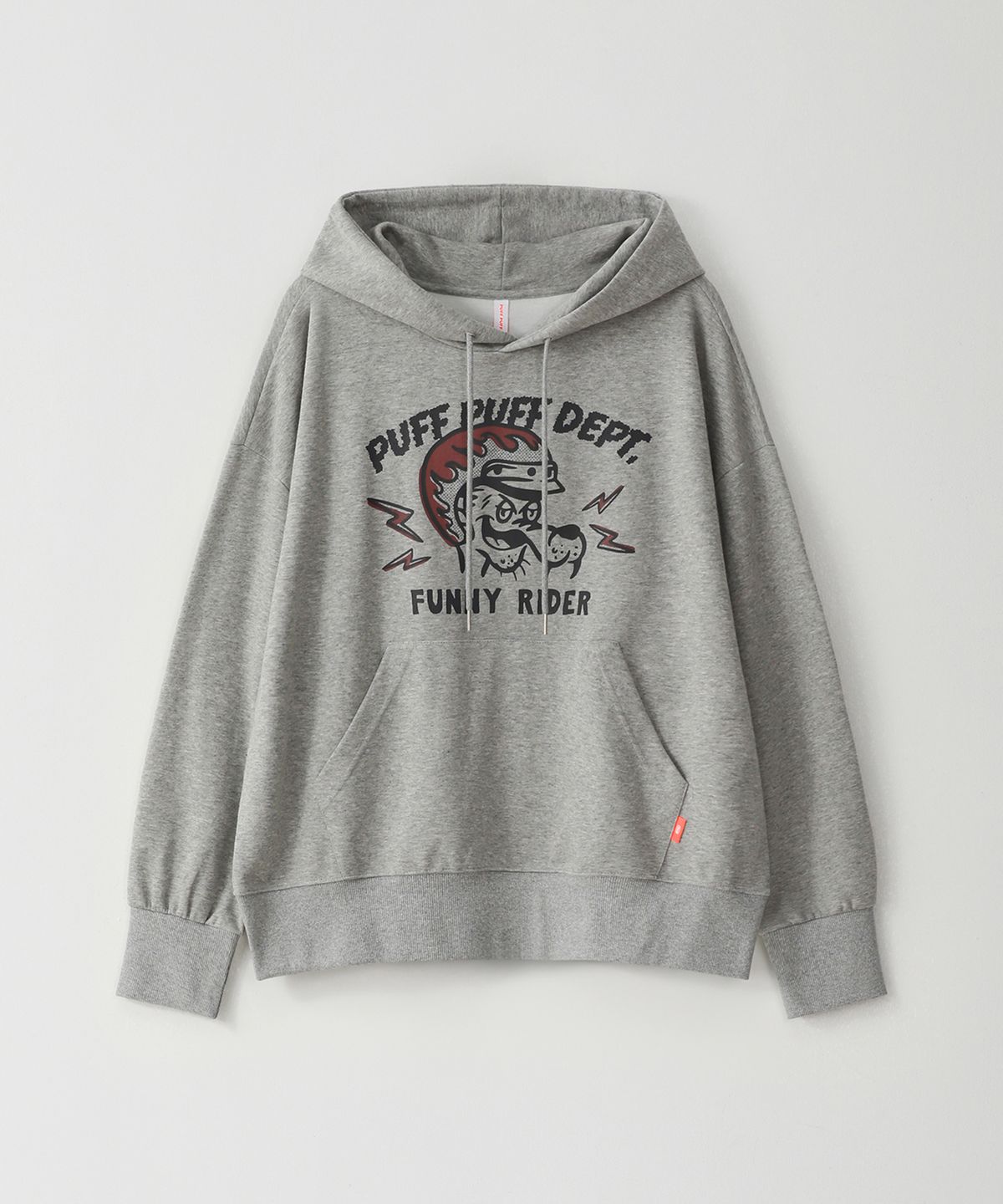 퍼프퍼프뎁트(PUFF PUFF DEPT) FUNNY RIDER 크롭 후드 GREY
