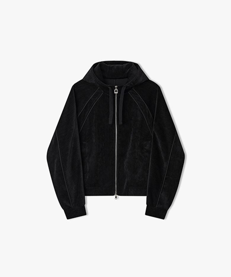 [26FW][WOMEN] LMW41861 블랙 셔닐 후드 집업