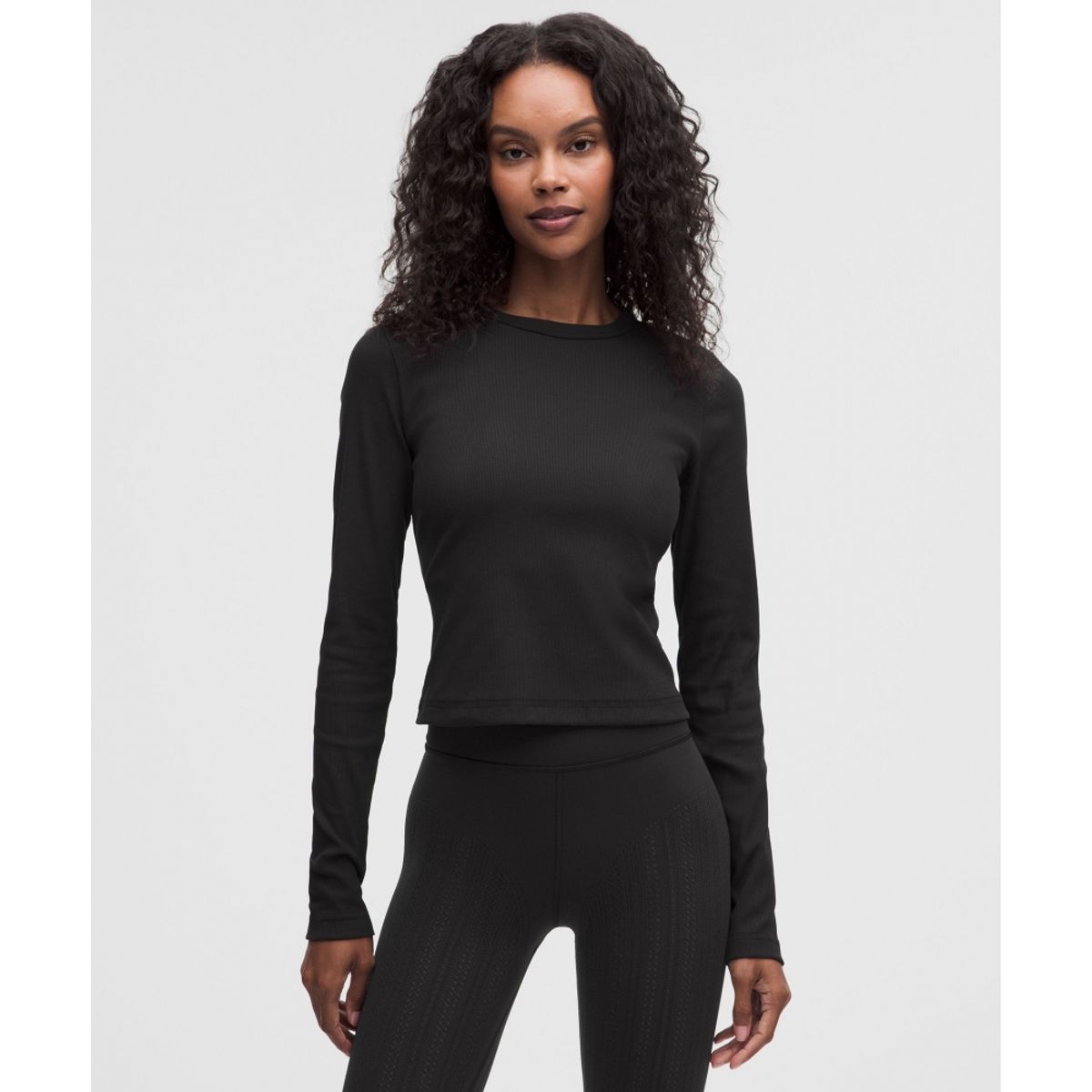룰루레몬(LULULEMON) 리틀 리브드 롱슬리브 티  BLK