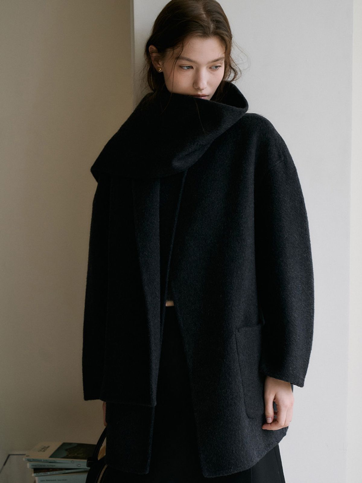 안젤로비안코(ANGELO BIANCO) Ove Muffler Handmade Coat (2color) 오브 머플러 핸드메이드 코트