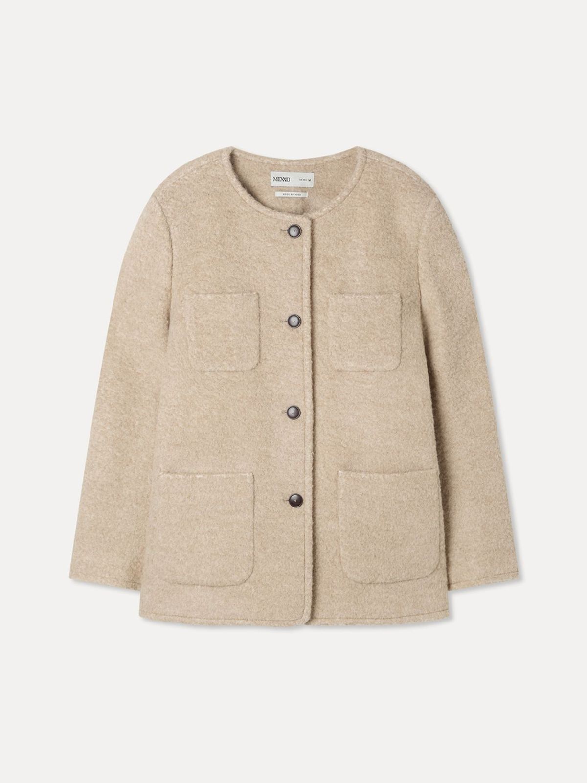 미쏘(MIXXO) 울블렌디드 라운드 하프자켓_MIWJKGV01B