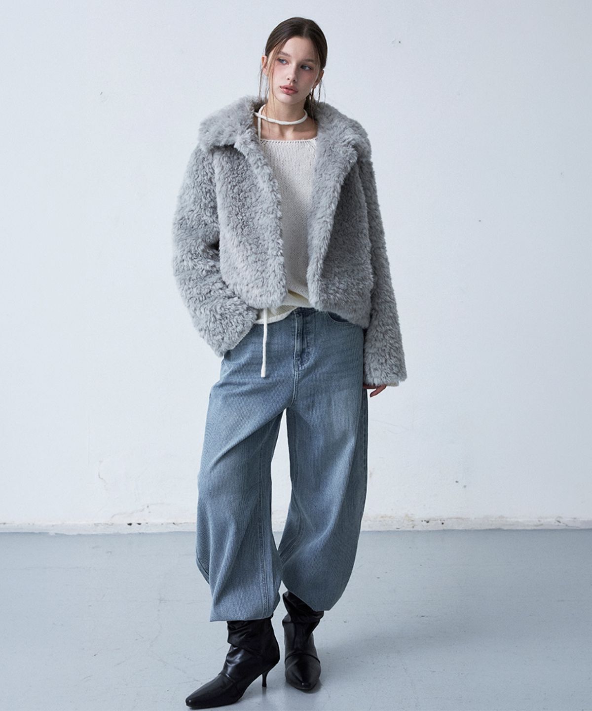 미쏘(MIXXO) 골지 와이드 커브드 데님_MIWTJGV33J