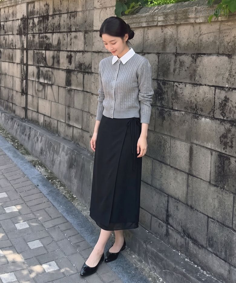 랩 디테일 롱 스커트 RMWHG4TR13