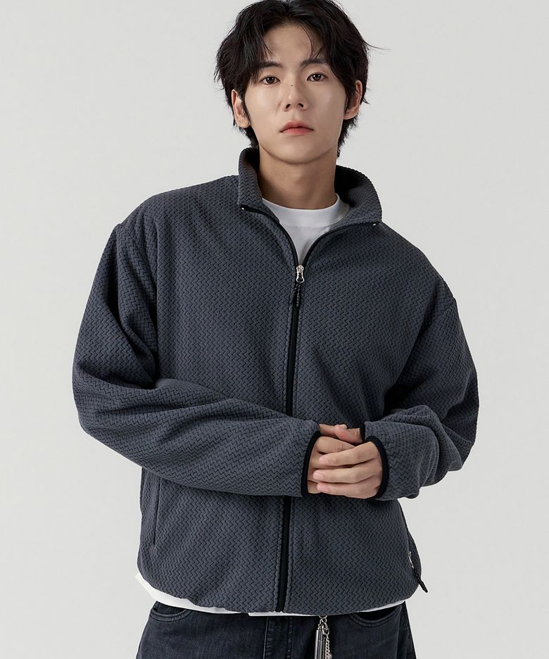 하이넥 볼트 플리스 집업[차콜]