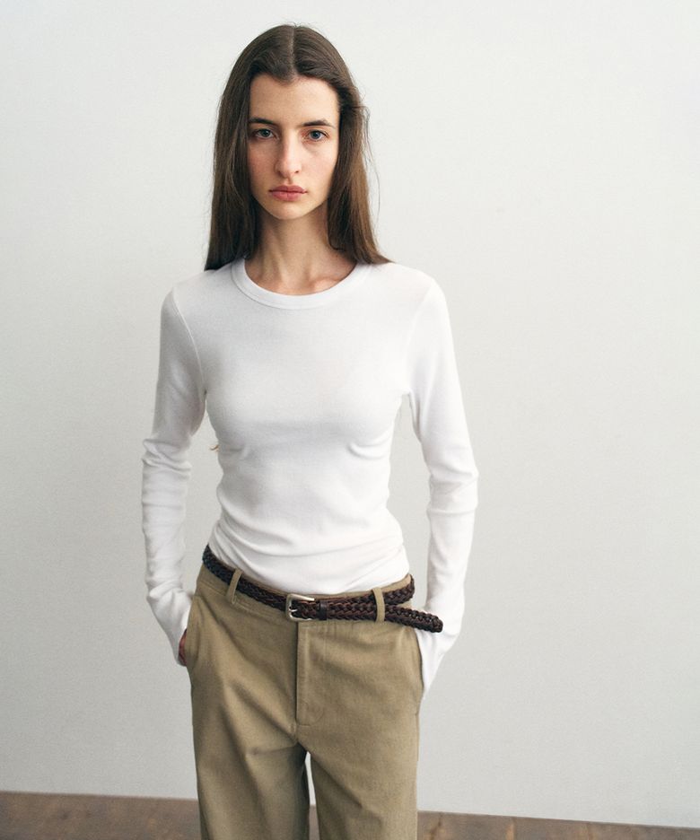 Cozy Sleeve Button Tee_Ivory