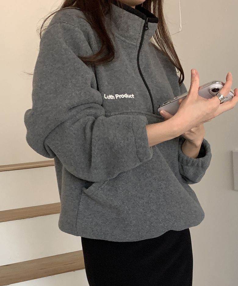 Sporty Fleece Half-Zip up _ Grey