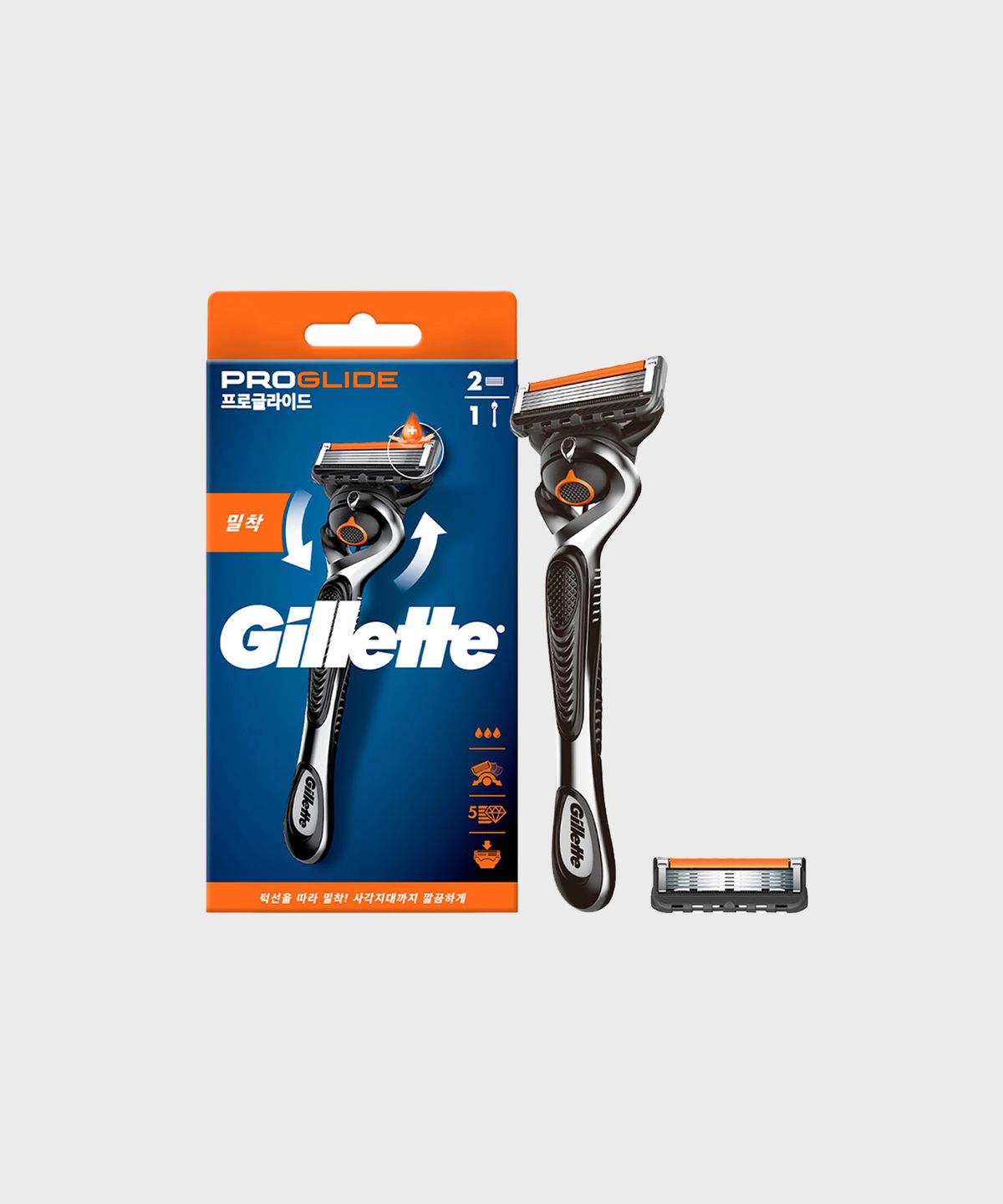질레트(GILLETTE) 프로글라이드 매뉴얼 면도기 핸들1입 + 면도날2입